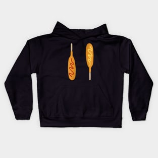 Corn dogs with ketchup and mustard Kids Hoodie